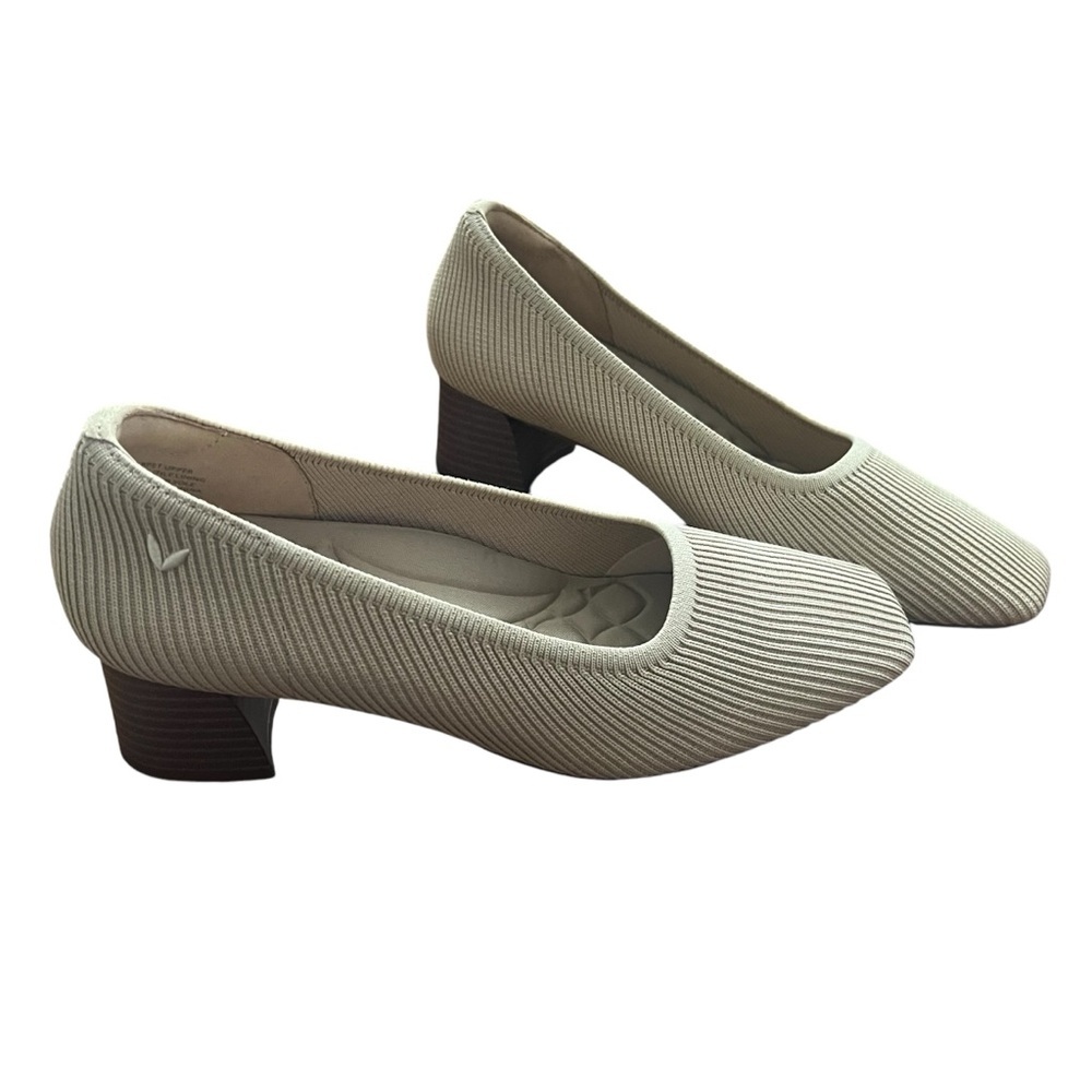 VIVAIA Women’s Square-Toe Block Chunky Heels Melody Pro Beige Tan Comfort 8.5 39